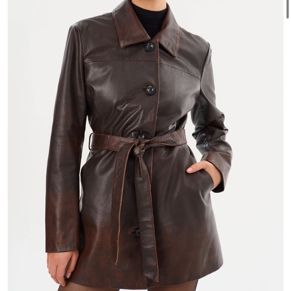 LAMARQUE COLLECTION MARLOWE | LEATHER TRENCH COAT - Picture 4 of 9